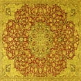 thumbnail image 1 of Ahgly Company Machine Washable Indoor Square Medallion Yellow Traditional Area Rugs, 7' Square, 1 of 4