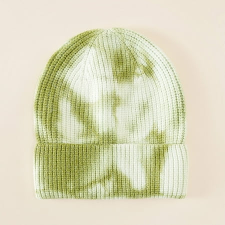 

TOWED22 Unisex Knitting Hat Tie-dye Winter Warm Hat Fashion Pullover Kids Hat Boys Hats Green