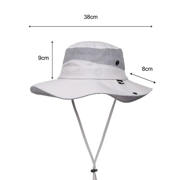 Wide Brim Outdoor Hat Vent Hole with Strap Anti-UV Sun Protection Sunshade Fishing  Hat for Unisex Black 