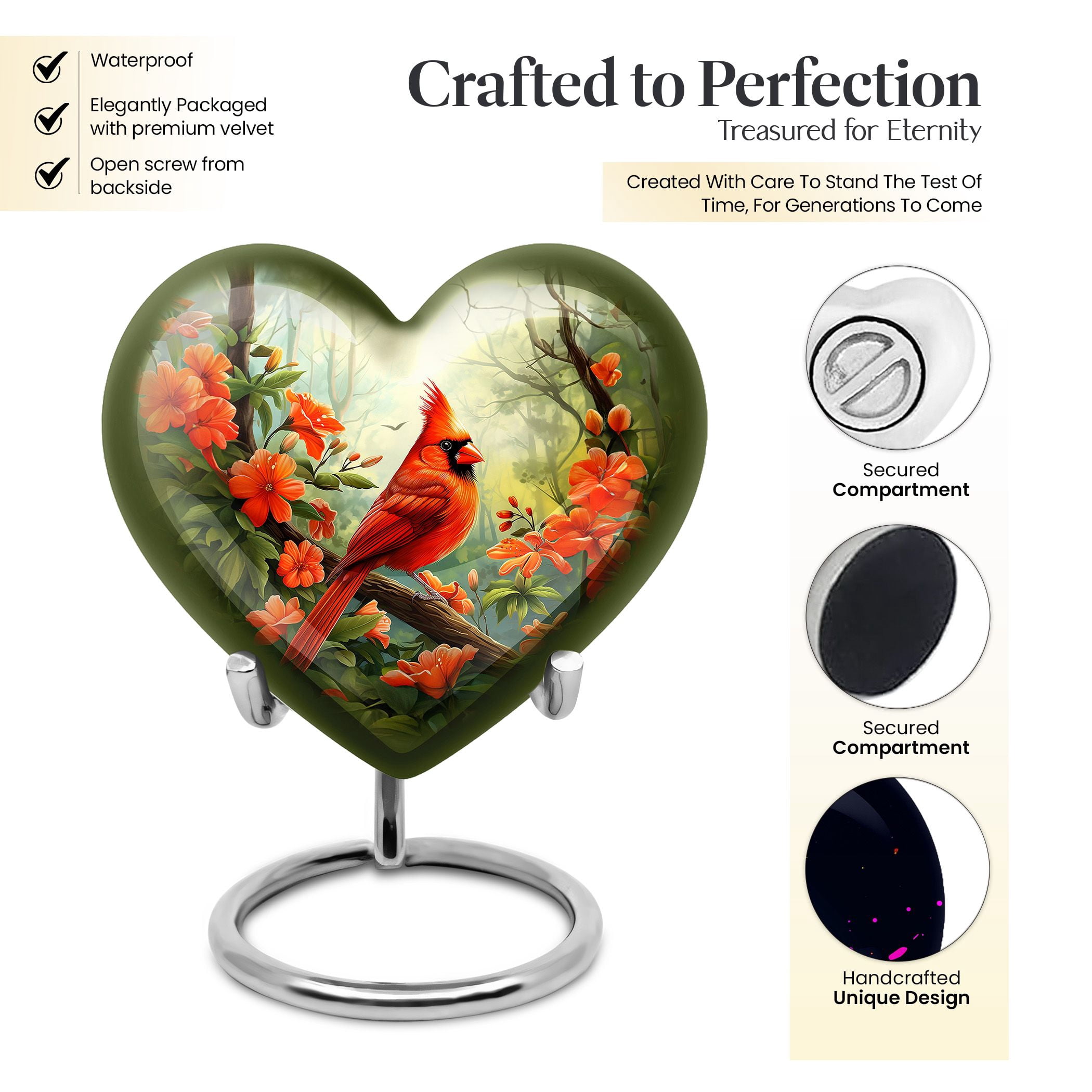 Cardinal Bird Urns For Cremation Ashes Mother, Little Keepsake Urn, Memorial Urns For Human Ashes, Small Urns For Ashes, Funeral Urns For Ashes Adult Male, Elegant Cremation Urns 3 Inch, 1 Pc