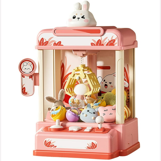 NAOJIE Mini Claw Machines for Kids,Electronic Arcade Game Vending Machine Toys with Plush Toy&Mystery Egg(Rabbit - Basic Version),Claw Machine for Kids,Mini Claw Machine,Claw Machine