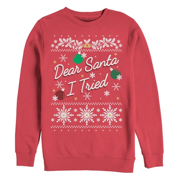 Women's Lost Gods Christmas Dear Santa I Tried  Sweatshirt Red X Large