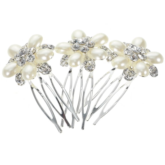 LOLIPPYY 3Pcs Bridal Rhinestone Hair Comb Decorative Wedding Hair Accessories White
