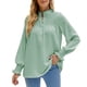 thumbnail image 1 of Mujeres agárico cordones turtleneck camisa manga larga abotonado Top suelta casual stand collar blusa, 1 of 6