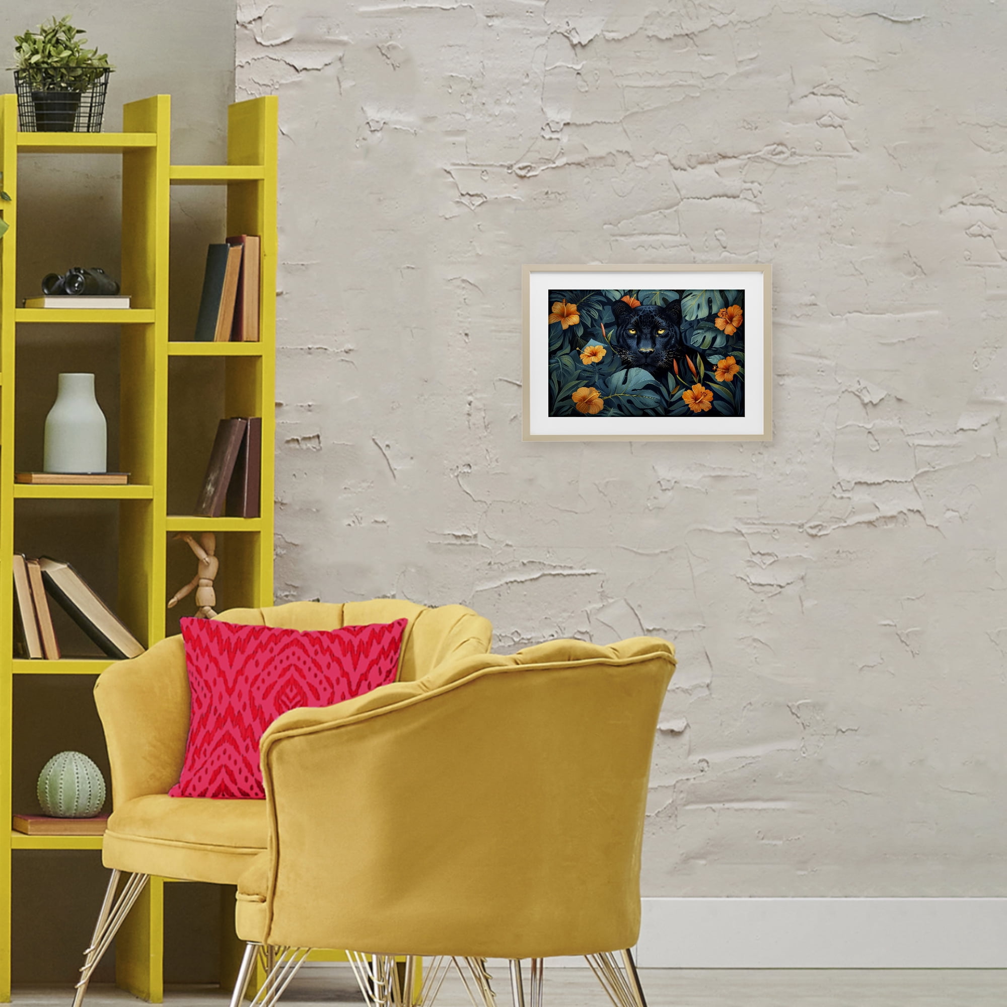 Stupell Industries Hiding Panther's Paradise Birch Framed Print Under Glass, design by Ray Powers
