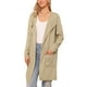 thumbnail image 1 of Suéter cárdigan para mujeres, abrigo de otoño, abierto al frente, de manga larga, abrigo de punto medio largo, chaqueta XS color caqui, 1 of 6