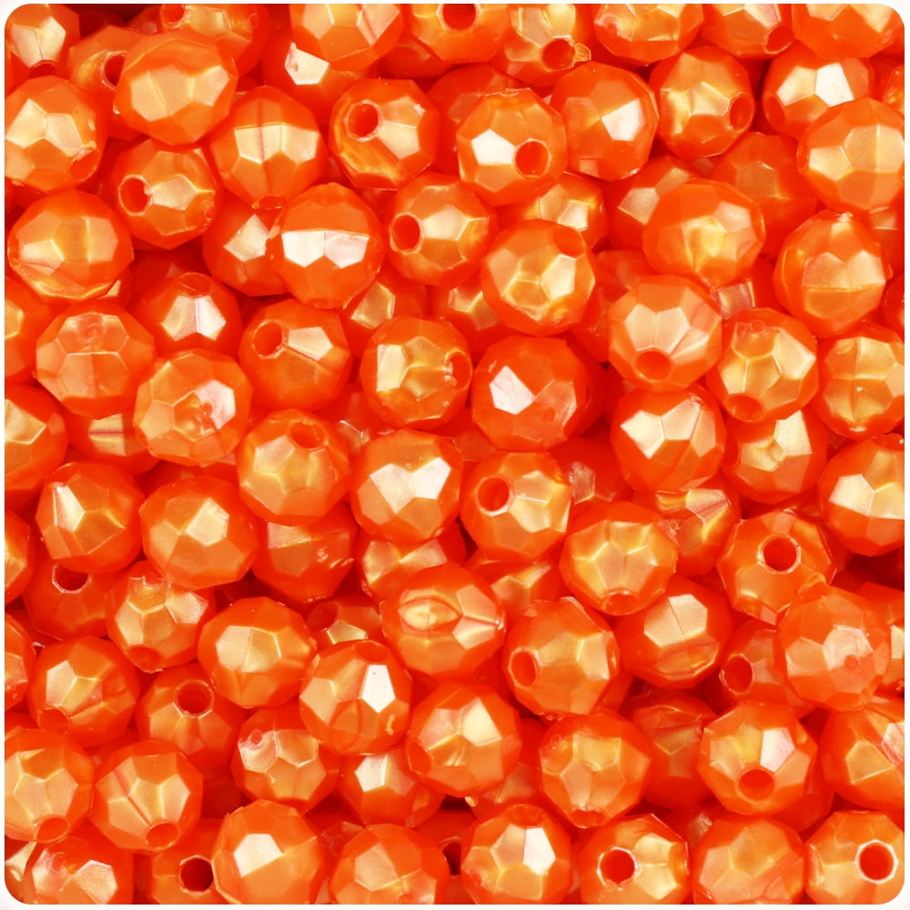 BeadTin Orange Pearl 8mm Faceted Round Craft Beads (450pcs)