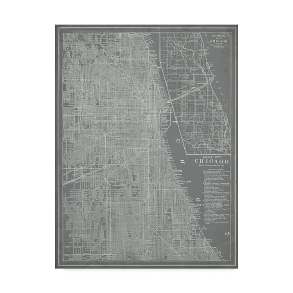 Trademark Fine Art 'City Map of Chicago' Canvas Art by Vision Studio
