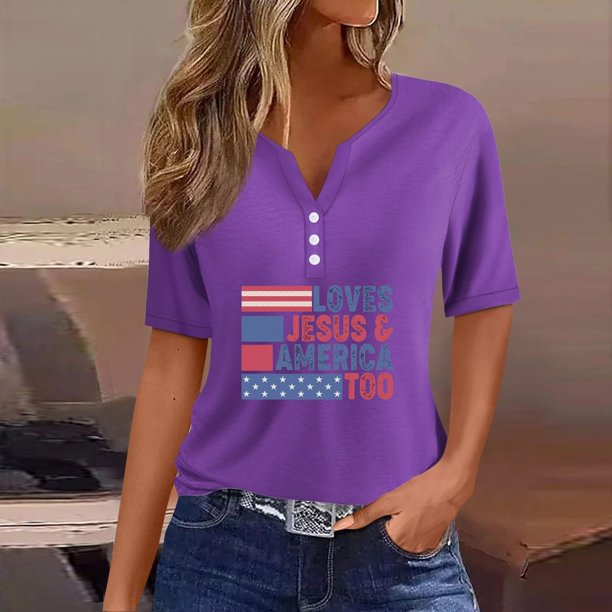 Fiudx Camisas para Mujer Blusa de Manga Corta Estampada a La Moda para Mujer, Blusas Informales con Cuello En V