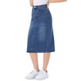 thumbnail image 4 of Inspire Chic Conjunto Faldas de Mezclilla para Mujeres, Cintura Alta, Con Cremallera, Con Abertura en la Parte Posterior, Faldas Midi de Jean con Bolsillos, Azul Cielo M, 4 of 6