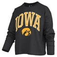 thumbnail image 2 of Women's Pressbox Black Iowa Hawkeyes Motley Boxy Waist-Length Long Sleeve T-Shirt, 2 of 3