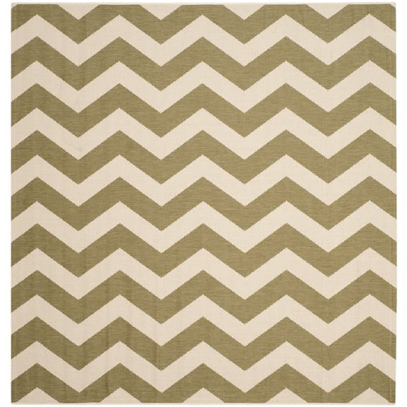 Safavieh Courtyard Ayden Chevron Indoor/Outdoor Area Rug, Green/Beige, 6'7" x 6'7" Square