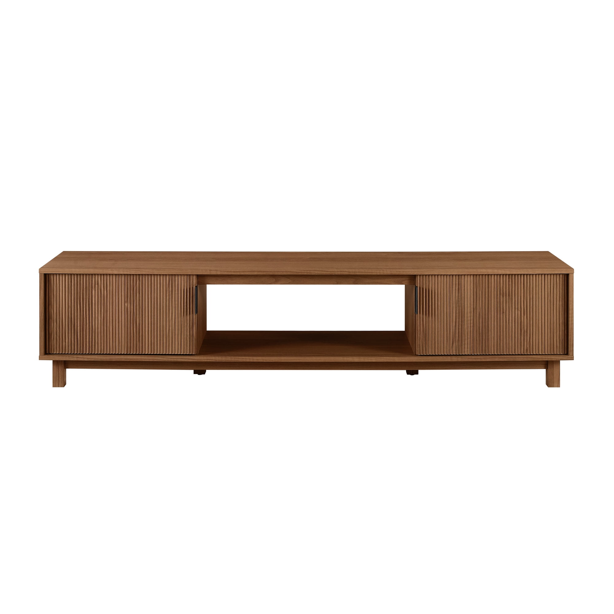 Walker Edison Mid-Century Modern Reeded 2-Door TV Stand for TVs up to 80”, Mocha