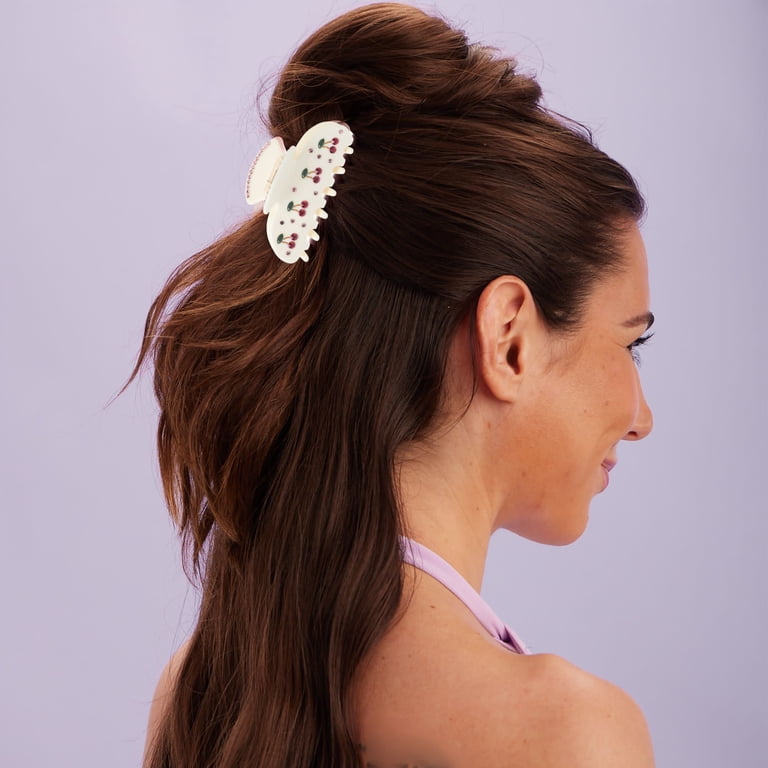 Goody Faux Fleur Cherry Hair Claw Clip - Small Size Accessory for