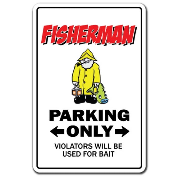 SignMission 5 x 7 in. Fisherman Decal - Parking Reel Fish Fishing Reel Fly Bass Hat Lures