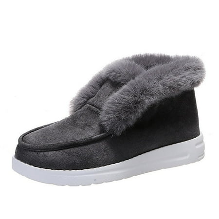 

Ladies Ankle Boots Women Winter Warm Plush Fur Snow Boots Suede Leather Shoes Ladies Slip on Comfortable Female Footwear 2022