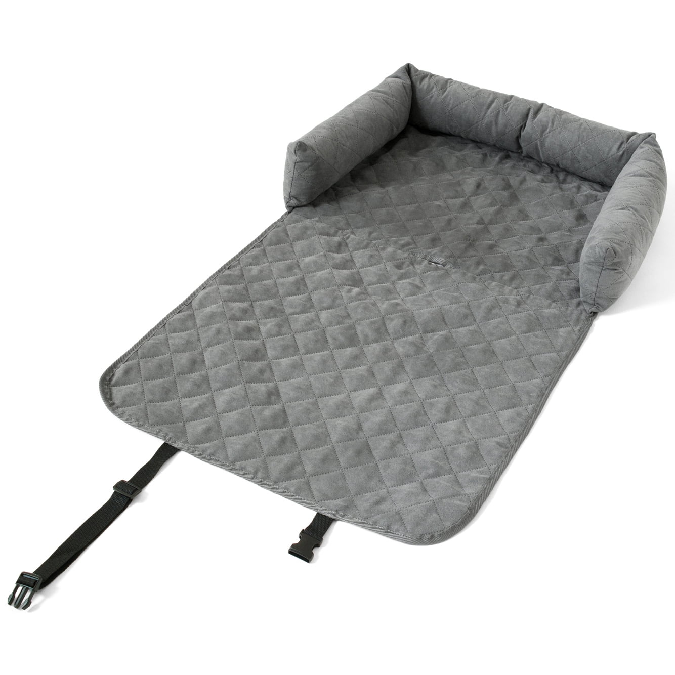 Precious Tails Co-Pilot Quilted Bolster Pet Car Seat Cover for Pets with Micro-Suede Fabric