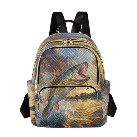 Quilted Backpack Fashion Backpack 11.41 * 6.1 * 14.17 Inch Women's Fashion Backpack Picnic Shopping Travel Out Sports backpack Golden Fish