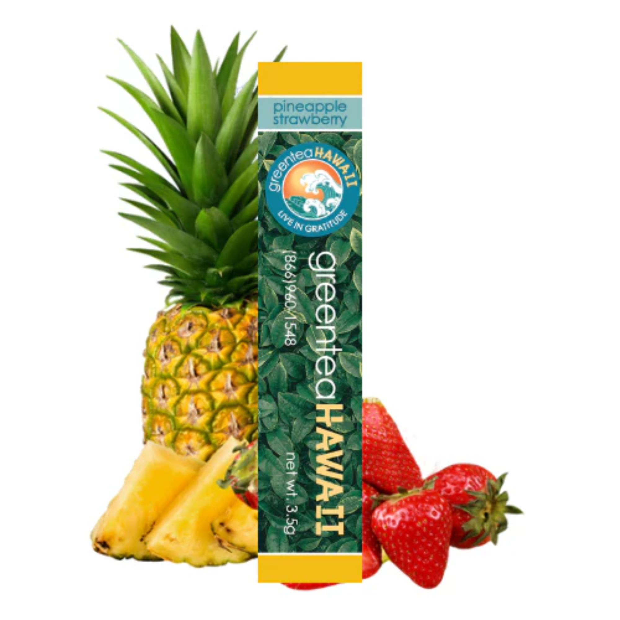Green Tea Hawaii Pineapple Strawberry Fruit Flavored Tea Powder for Weight Loss 60 Packets
