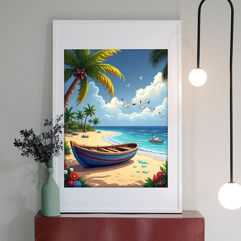 Diamond Art Kit for Adults, Cartoon Summer Beach Print No.93
