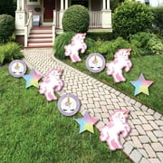 Big Dot of Happiness Rainbow Unicorn - Star & Unicorn Lawn Decor- Outdoor Magical Unicorn Baby Shower or Birthday Party Yard Decorations - 10 Piece