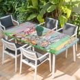 thumbnail image 2 of Easter Bunny Gnomes Table Cloths for 4 Foot Rectangle Tables, Spring Easter Eggs Floral Colorful Wood Patio Waterproof Elastic Fitted Tablecloths, Washable Rectangular Table Cover for Camping, 2 of 7