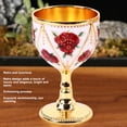 thumbnail image 4 of Copa De Vino De Metal Vintage, 2 Piezas Con Patrón De Flor De Rosa En Relieve 3D, Copa En Relieve, Adorno De Cáliz De Vino Para El Hogar, Bar, Fiesta, Boda, 4 of 8