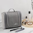 thumbnail image 3 of Neceser organizador de viaje con asa y cremallera, bolsa de maquillaje de gran capacidad Gris oscuro, 3 of 8