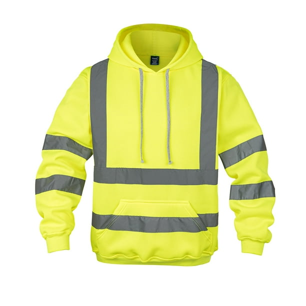 Sudadera de seguridad Wefeyuv - Sudadera con capucha reflectante para hombre, color amarillo
