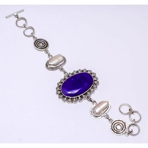 Natural Lapis Lazuli - Afghanistan 925 Sterling Silver Bracelet 7-8.99" 8.99" B2, Beautiful Jewelry For Woman, New Year Sale, Valentin's Day Gift