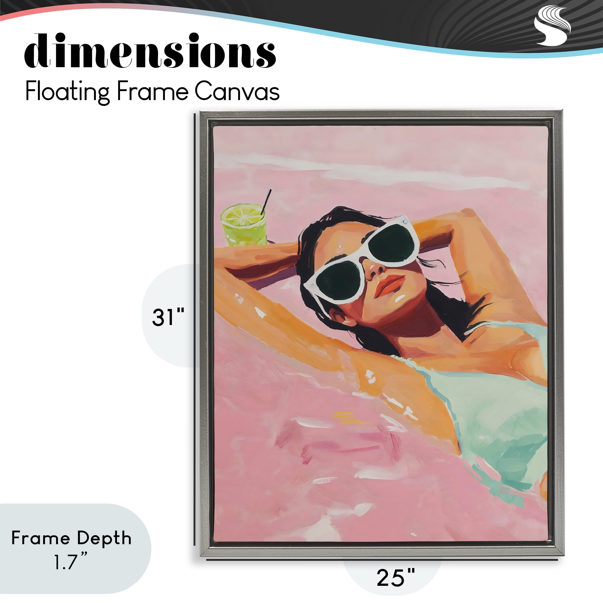 Stupell Industries Trendy Summer Girl Gray Framed Floater Canvas Wall Art, design by The Prints Vibe