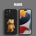 thumbnail image 4 of Highend Black Cartoon Bear Phone Case For iPhone 15 14 13 12 11 Pro Max X XS Max XR Mini 8 7 14 15Plus Matte Soft Silicone Cover, 4 of 5