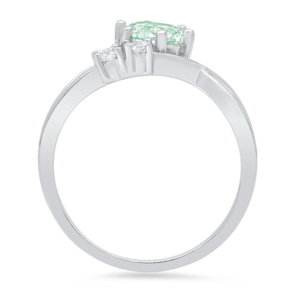 0.87 ct Round Cut Simulated Green Diamond Three-Stone Engagement Ring for Women in 18K White Gold