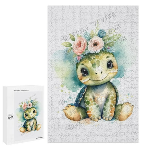 1000 Piece Jigsaw Puzzles for Adults - Wood Puzzles - Watercolor Sea Turtle Adult Puzzles | Challenging Unique and Family Fun | 20" x 30"