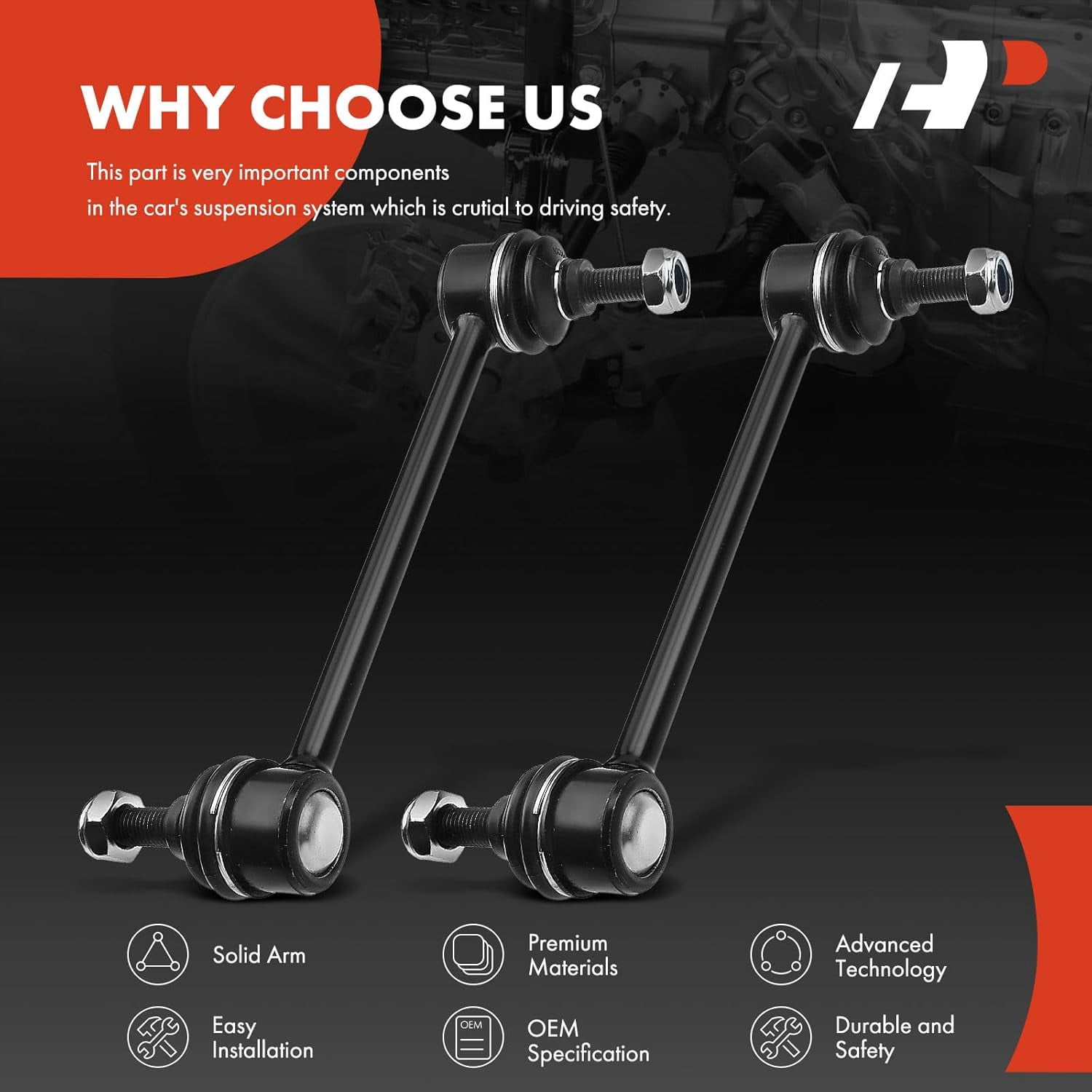 A-Premium 2x Rear Sway Bar Links Stabilizer Bar Links, Compatible with Chevrolet Impala, Impala Limited, Monte Carlo & Hyundai Sonata, XG300, XG350 & Kia & Buick & Oldsmobile & Pontiac, K6662