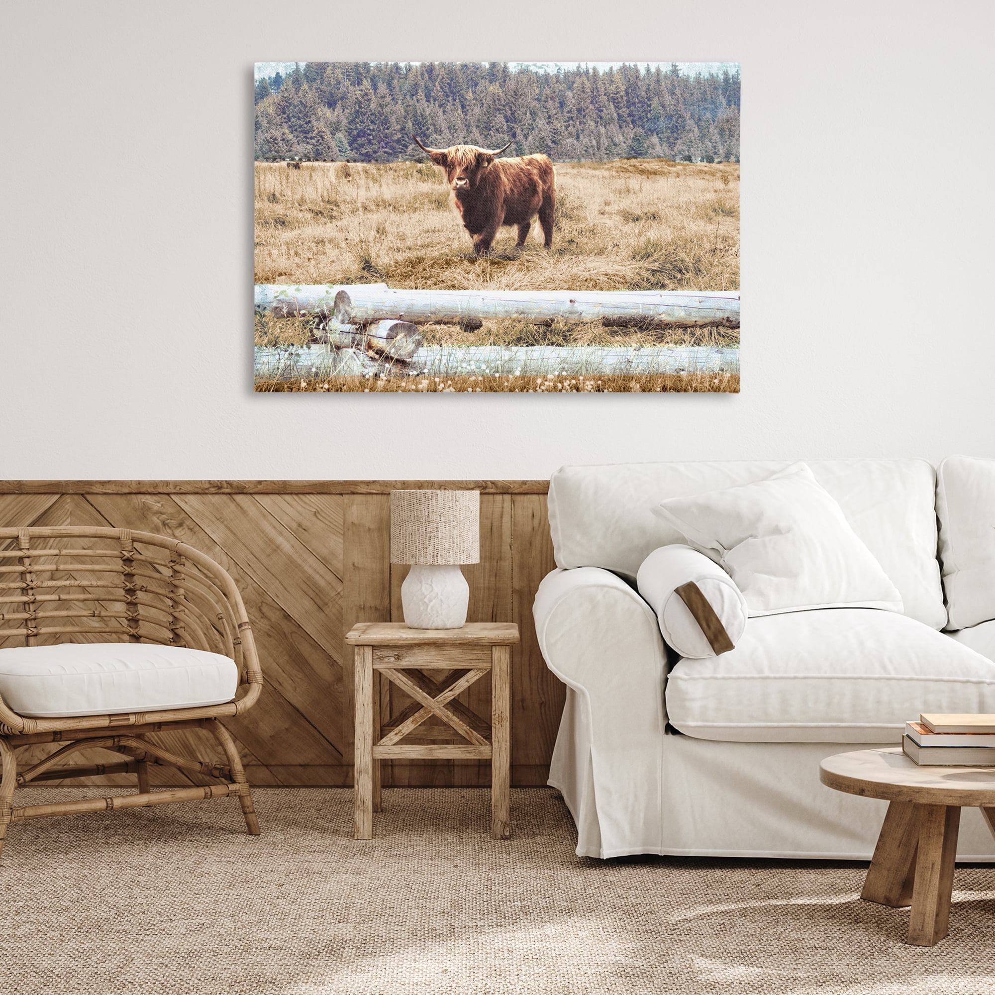 Stupell Industries Country Cattle with Fence Animals & Insects Photography Gallery Wrapped Canvas Art Print Wall Art, 45 x 30