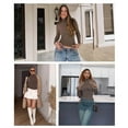 thumbnail image 6 of SHAPERX Women's Long Sleeve T-Shirt Mock Neck Slim Fit Tops Basic Tee, 6 of 7