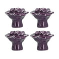 thumbnail image 3 of Juego de 4 pomos de cerámica modernos con forma de rosa para armario, para el hogar, la sala de estar y el dormitorio, color morado, 3 of 14