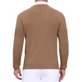 thumbnail image 3 of SUÉTER PULLOVER DE PUNTO TEXTURIZADO EN ESPIRAL PARA HOMBRE, AJUSTE DELGADO, CUELLO REDONDO, MARRÓN, 3 of 6