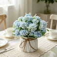 thumbnail image 5 of Artificial Flower, Faux Silk Flower Arrangement with Small Ceramic Vase, Decorative Floral Centerpiece for Home or Office, Lifelike Potted Plant for Wedding and Party Decor (Blue), 5 of 6
