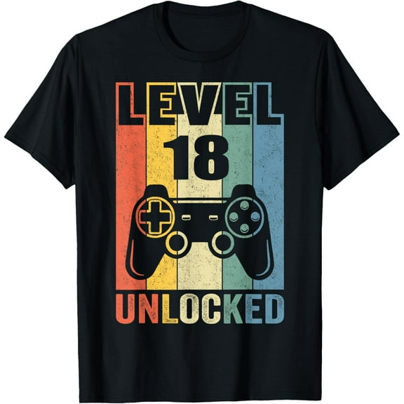 Level 18 Unlocked Tshirt 18th Video Gamer Birthday Boy Gifts T-Shirt