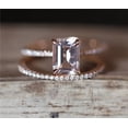 thumbnail image 3 of Emerald Cut Morganite Solitaire With Accent Wedding Engagement Bridal Set Ring For Women 14k Rose Gold Finish, 925 Sterling Silver, 3 of 6
