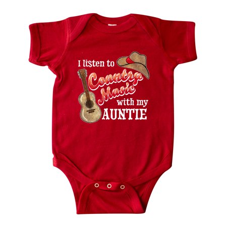 

Inktastic I Listen to Country Music with My Auntie Guitar and Hat Gift Baby Boy or Baby Girl Bodysuit