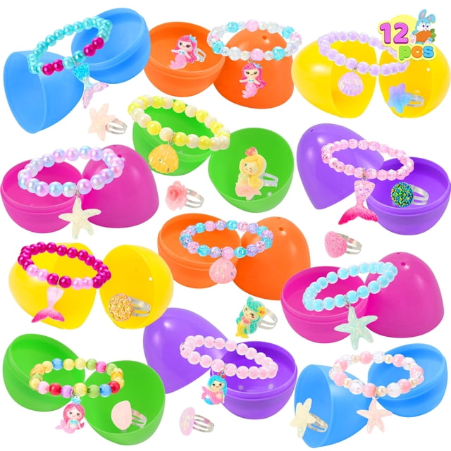 Huevos de Pascua prellenados JOYIN, paquete de 12, con pulseras y anillos