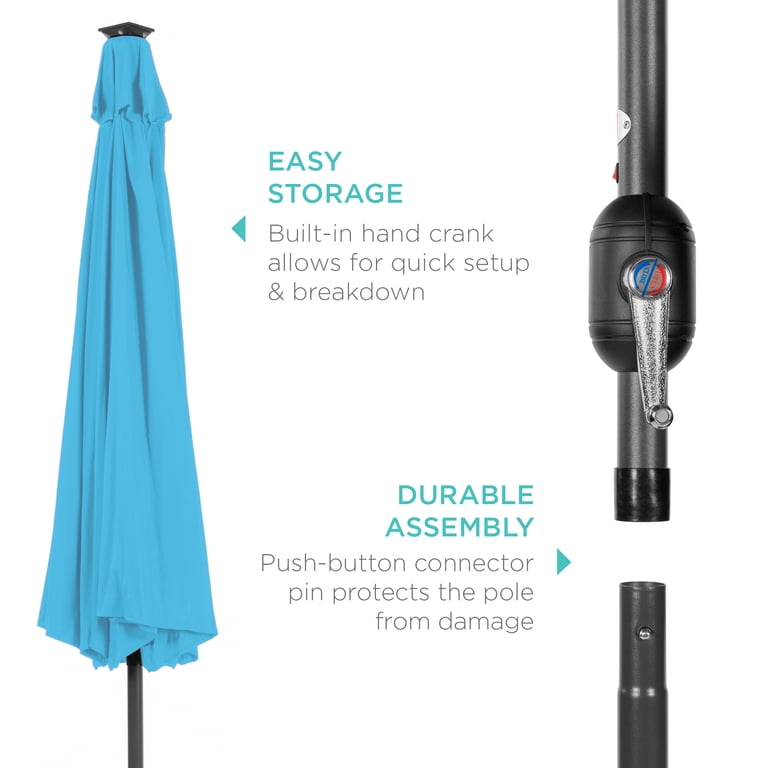 Best Choice Products 10' Solar LED Lighted Patio Umbrella with Tilt Adjustment, Light Blue Best Choice Products 10' Solar LED Lighted Patio Umbrella with Tilt Adjustment, Light Blue