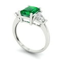 thumbnail image 2 of Three-Stone Engagement Ring for Women - 2.82ct Simulated Emerald in 18K White Gold Promise Ring, 2 of 6