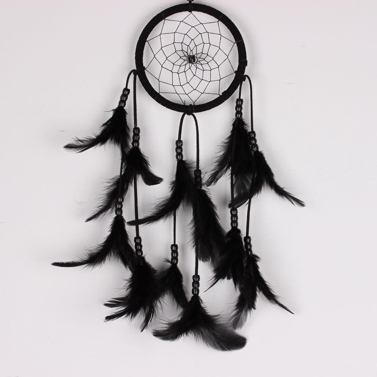 Dream Catcher With White Feathers Beads Wall Hanging Decor Craft Car OrnamISP 