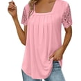 thumbnail image 2 of frariair Ladies Floral Embroidered Square Neck Blouse Breathable Comfort Fit Tee With Romantic Details For Garden Parties And Special Occasions Pink, 2 of 5