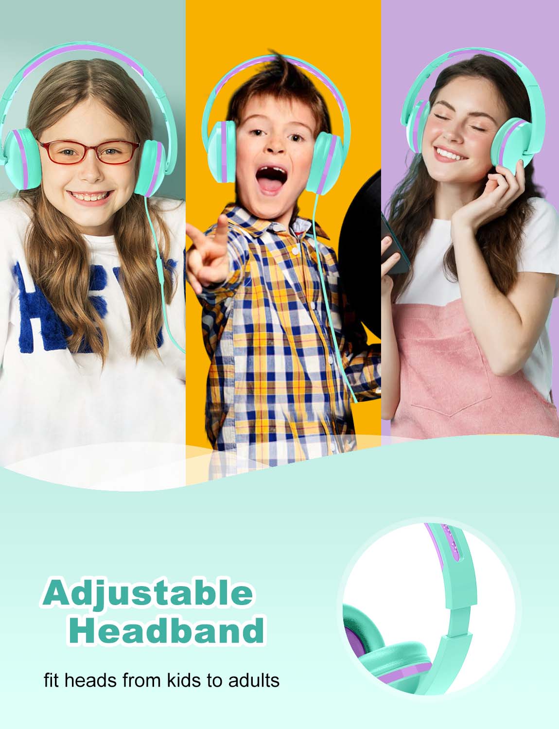 Seenda Kids Wired Headphones with Microphone, Green photo 4