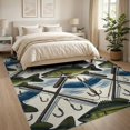 thumbnail image 3 of ODIKA 8'x10' Washable Area Rug Bass Angler Hook Lure Frame Tackle Motif Border Fish Fishing Refined Structured for Living Room, Under Sectional, Family , Durable, Non-Slip, 3 of 7